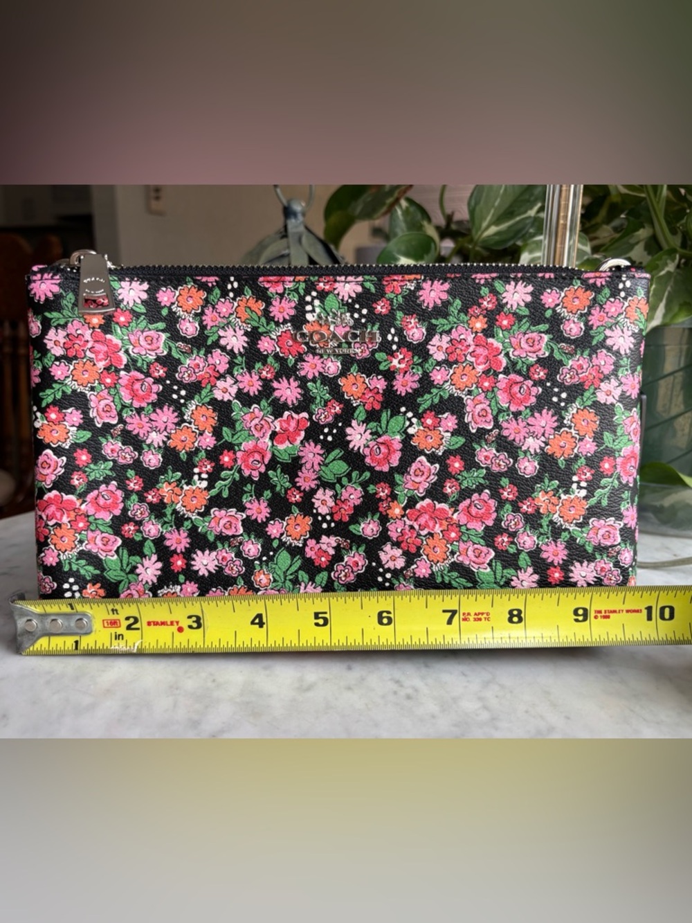 Coach Black Floral Crossbody with Pink, Red, Orange Flowers - Picture 5 of 7